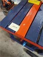 Wooden patio table on casters, Illini colors,