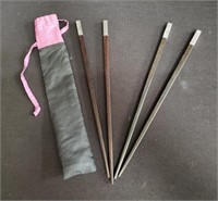 2 pairs of sterling silver-topped chopsticks