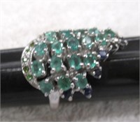 1.12ct Emerald/Diopside/Sapphire Ring MSRP $545