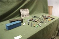 Assorted Knives, Sharpeners & Sign