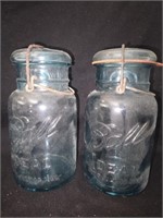 Lot of 2 Ball Glass jars and glass lids