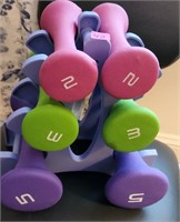 hand weights with stand