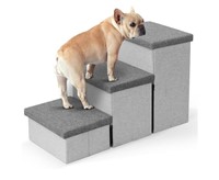Dog Stairs with Storage, Foldable Dog Steps for