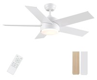 SNJ White Ceiling Fan with Light, 44 inch C