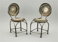 Pr of Doll Sized Industrial Chairs