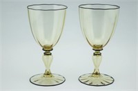 Pair of Steuben Glass Wine Glasses