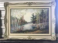 Framed "Anna" Oil Painting - Birch Trees