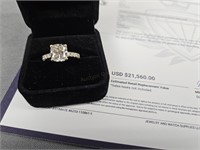 14k Gold 3.61 Ct Cushion Cut Lab Diamond Ring