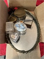 Boudoir Hand Mirror, Vanity Mirror Tray & Assorted