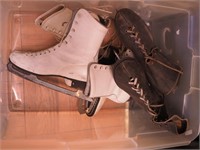 Three pairs of vintage ice skates