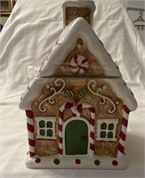 Hand painted gingerbread house cookie jar,