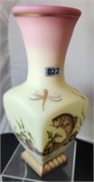 Burmese Square Vase HP Leaping Trout 1996