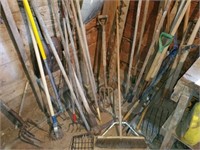 Corner lot of garden tools