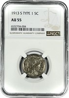 1913-S Type 1 Buffalo Nickel NGC AU55