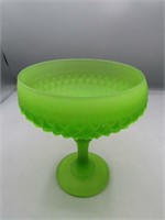 Stunning frosted green glass compote!