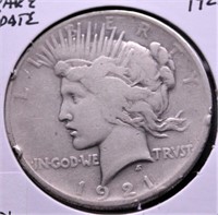 1921 PEACE DOLLAR VG RARE DATE