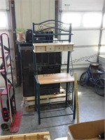 Metal bakers rack. Needs new wood, existing wood