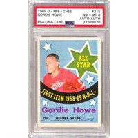 1969 Opc Gordie Howe Signed Card Psa 8 Auth Auto