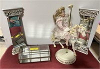 Carousel with doll, hanging mirrors