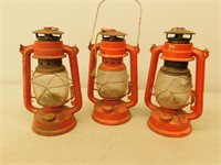 3 Kerosene lanterns 9 in tall