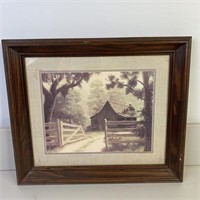 Home Interiors Country Barn Fence Dirt Road Print