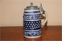Cobalt Blue Decorated Stoneware Pottery Beer