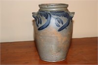 Cobalt Blue Stoneware Crock With Ears  8 1/2"