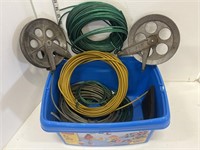 Lot of clothes line wire & pulleys