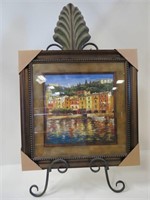 NEW  Framed & Matted Picture on Metal Easel