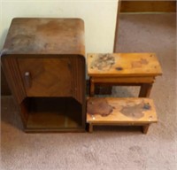 Small Wooden Stand and Step Stool