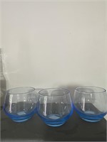 Blue glass whisky cups