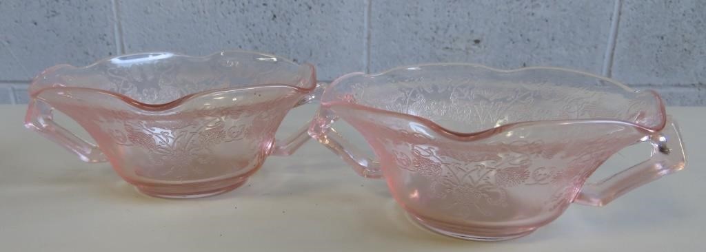 (2) Antique pink class bowls (uranium?)