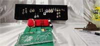 Sterling mouse pin and assorted costume jewelry