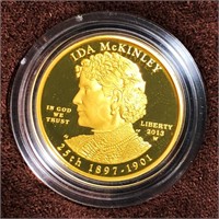 2013-W $10 Ida McKinley Gold Coin 1/2Oz PR