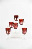 Cut to Clear Cranberry Glass Stemware Set