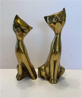 7” brass cat figures