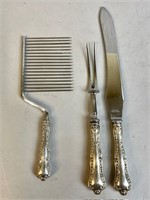 BIRKS STERLING CARVING SET & CAKE BREAKER