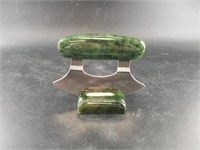 Alaskan Kobuk jade ulu knife with matching jade st