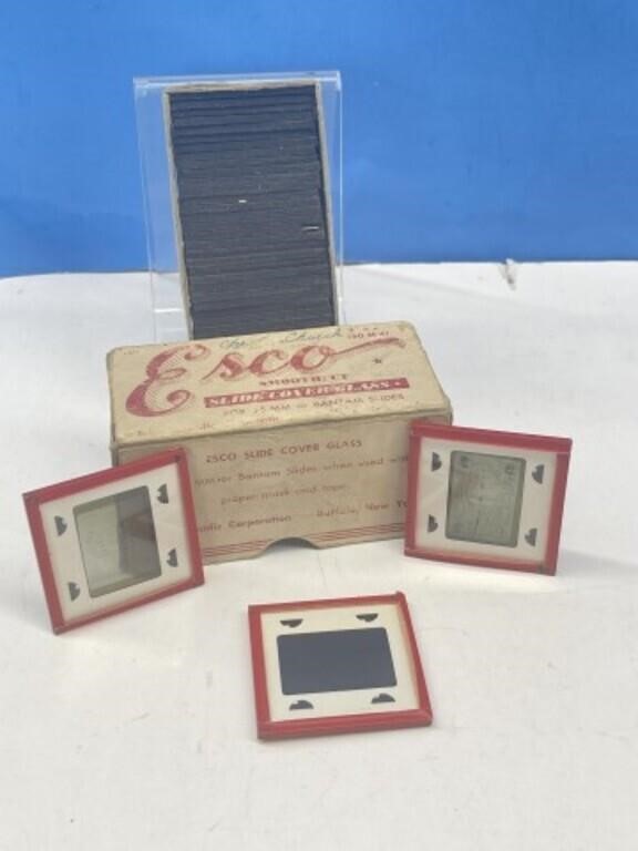 Box of Vintage Esco Glass Slides