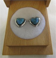 Blue Opal Hear Earrings