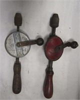 2 Antique Hand Crank Drills