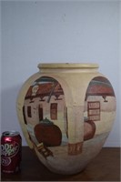 Large Painted Pottery Vase,Two Small Chips