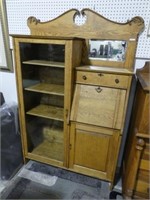 ANTIQUE ELM DROPFRONT SECRETARY/BOOKCASE