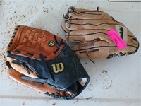 Two youth baseball gloves