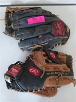 Two youth baseball gloves