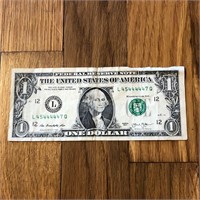 2013 US 1 Dollar Banknote - Fancy Serial Number
