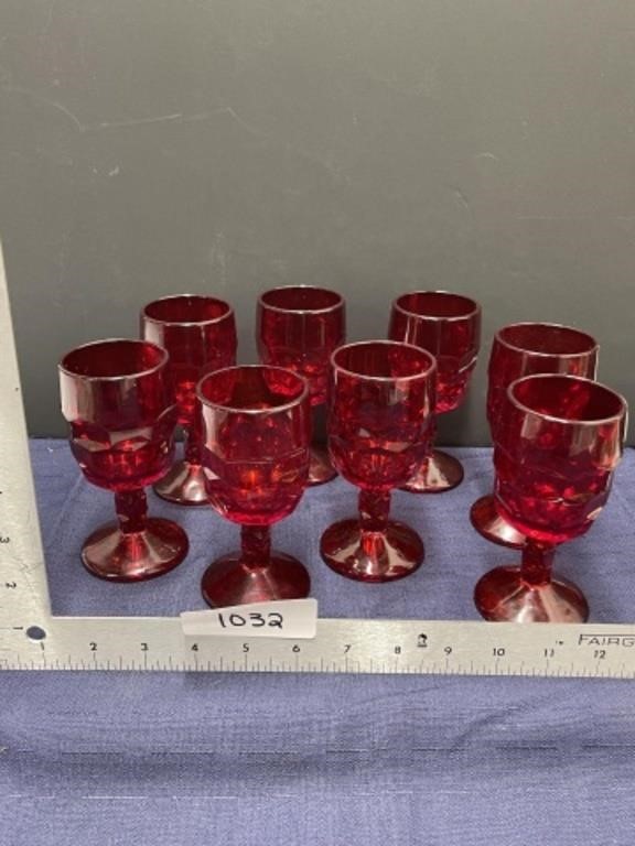 Ruby red glass goblets lot