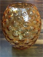 Vintage Amber Glass Bubble Vase