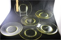 6 Yellow or Gold Glass Snack/Desert Plates