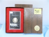 (2) 1971 Ike Proof Silver Dollars, Brown Boxes
